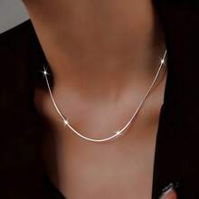 Minimalist Necklace, Women's Snake Bone Chain Necklace Design Clavicle Chain, Couples Set, Gift For Girlfriend, Daily, Wedding, Beach, Thanksgiving, Christmas, Oxidation-Resistant Packaging - Snake Bone Chain Necklace - View 3