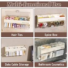 Large Capacity Jewelry Organizers, Wall-Mounted Hair Accessory Organizer With 12 Compartments, Plastic Storage Box For Clips, Ties, And Jewelry, Transparent Design For Easy Visibility, Bathroom Or Bedroom Organizer, Underwear & Sock Holder, Jewelry Organizers - 杏色 - 查看 8