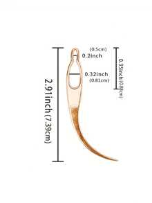 2 piezas de ganchos de tejer a ganchillo con forma de media luna, para trenzar rastas - Dorado - Ver 5