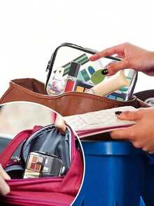 护肤字母印花PVC洗漱包，PVC旅行收纳包，拉链封口 - 轻便、不易褪色的化妆包，适合女性和女孩，TSA认证便携式化妆箱，易于擦拭清洁，是送给母亲、老师、朋友、护士和女性旅行者的绝佳礼物，防水洗漱包 - 彩色 - 查看 9