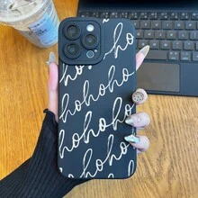 Estuche de Teléfono Móvil de Alta Gama con Patrón de Navidad HOHO y Impresión UV, Protección Completa de 360 Grados para iPhone 11 12 13 14 15 16 Pro Max Mini - El Mejor Regalo de Cumpleaños para Niños y Niñas - Negro - Ver 3