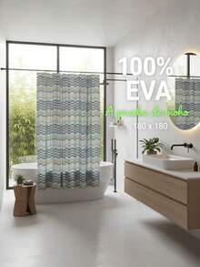 Cortina De Baño Anti-moho Eva| Diseño Geométrico| 180x180 Cm - Multicolor - Ver 2