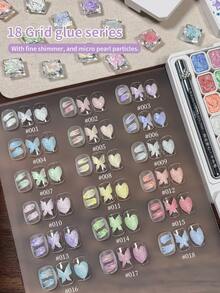 MORDDA New Fall/Winter Nail Art Kit - Bubble Galaxy Texture Glitter Gel With Fine Shimmer 18-Grid Press-On Gel Set High-Saturation Color Gels For Dazzling Shine Multi-Purpose Nail Styling Perfect For Professional Salon Designs Essential At-Home Nail Art - Nhiều màu - Xem 4