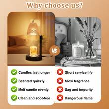 Candle Warmer Lamp - Flameless Electric Candle Warmer With 4 Brightness And 3 Timers, Adjustable Height Top Warmer For Candle With Remote. Gift For Christmas Birthdays Holiday, Room Decor - LS-028 - 查看 6