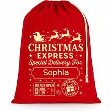 Personalised Christmas Santa Sack With Custom Name - Extra Large - Red - 75x49cm - Penguin - Red - View 3