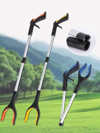 1 pieza Recogedor plegable, Pinza recogedora de basura doméstica, Recogedor de basura sin doblar, Recuperador multifunción para baño y balcón, Tenaza de basura de aleación de aluminio gruesa, Herramienta de recogida de uso intensivo