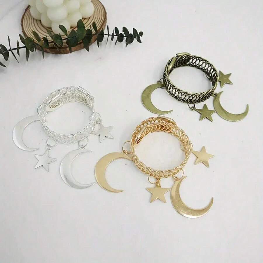 1件星月复古金属窗帘绑带 - 耐用锌合金材质，斋月装饰，优雅家居装饰，适用于客厅、卧室、书房 | 复古风格 | 客厅窗帘 - 彩色 - 查看 1