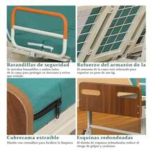 Cama eléctrica multifuncional con inclinación lateral mediante control remoto, cama médica eléctrica, altura regulable, con ruedas con freno, incluye colchón, cama médica para uso doméstico - Verde - Ver 8