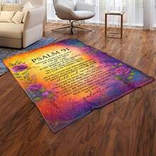 Psalm 91 Floral Rose Flannel Throw Blanket, Inspirational Scripture Verse Soft Cozy Blanket, Vibrant Orange Purple Gradient Decorative Throw Blanket, Lightweight Warm Fleece Blanket, All Season Comfort Blanket, Christian Faith Throw Blanket, Religious Inspirational Blanket, Floral Print Throw Blanket, Sofa Bed Couch Throw Blanket, Machine Washable Polyester Blanket, Home Decor Blanket, Uplifting Religious Gift Blanket, Christian Home Decor Throw Blanket, Scripture Quote Throw Blanket, Floral Border Cozy Blanket, Daily Use Throw Blanket, Soft Flannel Blanket For Home, Inspirational Faith Blanket, Floral Christian Throw Blanket, Religious Comfort Blanket. - 彩色 - 查看 4
