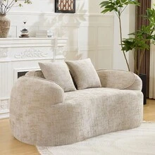 YOGLAD Curve Modular 2-Seater Chenille Sofa, Compressed Boneless Couch, Deep Seat Cloud Couch With Soft Sponge & Spring Filling, Modern Loveseat For Small Apartment, Modern Living Room Sofa, No Assembly Required - 淺卡其色 - 查看 6