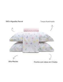 Appel Single Bed Sheet Set, 3 Pieces, 100% Cotton Percale, 200 Thread Count, Cotton Dreams - Multicolor - View 3