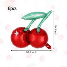 6pcs Cherry Balloons, 20 Inch Cute Cherry Foil Balloons, Red Fruit Mylar Balloons For Cherry Summer Themed Birthday Party Decoration - Multicolor - View 5