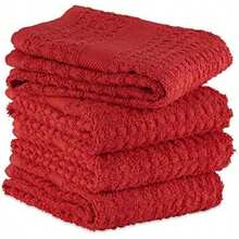 DII Trapo clásico para Platos, 100% de algodón, diseño de Ventana, para Uso Diario en la Cocina, Lavable en Lavadora, 30.48 cm x 30.48 cm, Juego de 6,(Rojo sólido Toalla de cocina Terry Waffle) - Multicolor - Ver 3