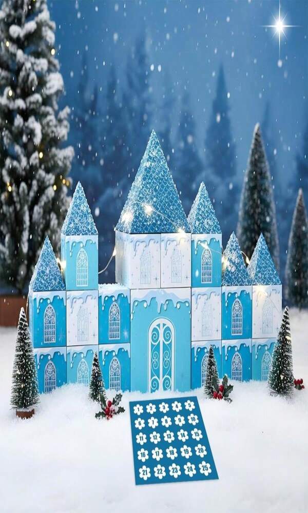 Eaasty 25 Pcs Snowflake Castle Empty Advent Calendar Box To Fill DIY Princess Christmas Winter Wonderland Stackable Decorative Countdown Gift Box For DIY Christmas Surprises Home Window Decor