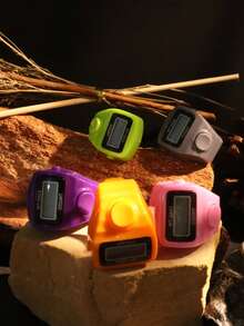 1pc/6pcs/8pcs Mini Cute Finger Ring Counter, Portable Hand Press Electronic Display Counter, Silent Manual Multi-Channel Counter, Durable - Multicolor - View 4