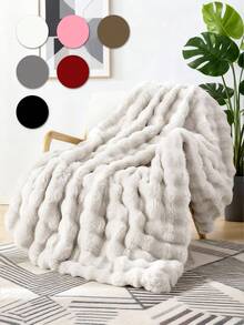 1pc Solid Color Plush Blanket, Available In Multiple Colors, Soft & Warm Faux Fur Luxury Style Throw Blanket, Suitable For Living Room, Bedroom, Sofa And More, Fluffy Long Pile Blanket, Soft & Cozy Sofa Throw, Autumn Decor, Room Decor, Back To School, Study Supplies