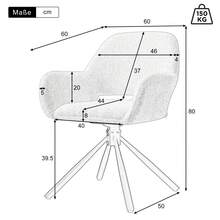 Sillas de comedor giratorias, tapizadas en tela Sherpa, juego de 4, con reposabrazos, estilo moderno y minimalista, blancas - Blanco - Ver 7