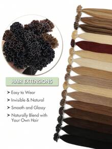 U型接发，真人发接发，12-22英寸直发，金色真人发，易于佩戴，U型接发，女士圣诞节礼物 - 彩色 - 查看 2