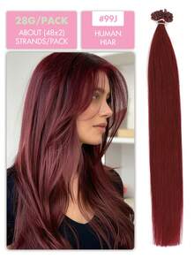 U型接发，真人发接发，12-22英寸直发，金色真人发，易于佩戴，U型接发，女士圣诞节礼物 - 彩色 - 查看 46