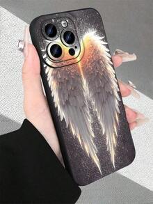 Fundas de Teléfono con Alas de Ángel Majestuosas para iPhone 16/15/14/13/12/11/X/XR/XS Plus Pro Max - Cubierta Antihuellas / A Prueba de Golpes / Fundas de Teléfono con Protección Completa de Lente # Funda para teléfono Western # Accesorios para teléfonos - Negro - Ver 4