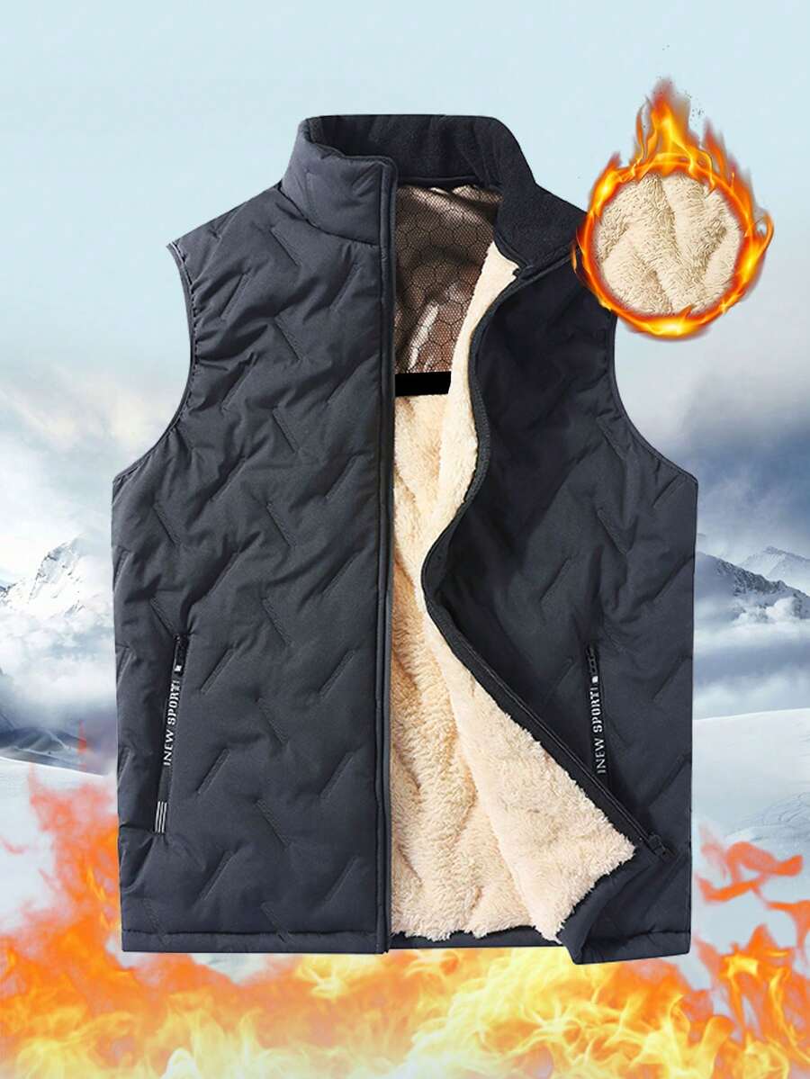Men's Winter Thermal Fleece Vest With Graphene Heat-Locking Layer, Withstands Extreme Cold - Grey - View 1