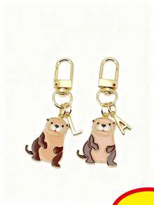 个性化水獭钥匙扣，情人节、教师节、母亲节礼物，创意女孩礼物 - 水獺字母 - 查看 12