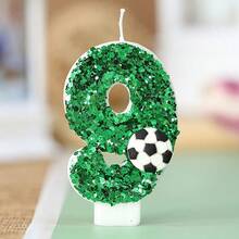 1pc Handmade 0-9 Number Candles, Green Football Birthday Candles, Adult Party Anniversary Celebration Decorative Candles - Green - View 14