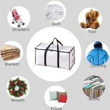 8-Pack 88L Heavy-Duty Clear Moving & Storage Bags | Zippered Handle Storage Bags - College Dorm Organizer For Clothes, Blankets & Bedding - Clear - View 6