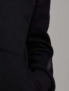 Áo nỉ nam mới có túi và dây rút, mũ trùm đầu, thích hợp cho du lịch, mùa thu/đông. - màu đen - Xem 4