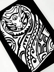 1pc Personalized Arm And Half Arm Tattoo Template, Suitable For Adult Men And Women, Half Arm Sleeve Tattoo Mo Version, Realistic Body Art Stickers, Body Painting Template - Black - View 7