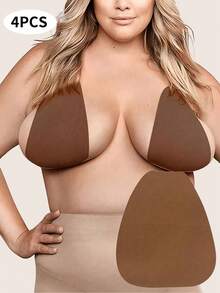 4pcs/2pairs Large Size Women's Invisible Breast Enhancement Tape Adhesive Push-Up Bra Suitable For A-E Cup Large Breasts - 彩色 - 查看 12