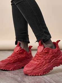 Sneaker casual sportivo da uomo, con elemento del drago cinese, cultura orientale, scarpe versatili e traspiranti alla moda, con platform, punta tonda e allacciatura, regalo per le vacanze, sneaker casual, elemento natalizio, design a macchie di sangue vivaci