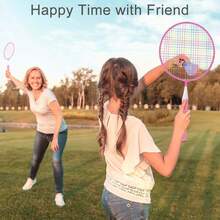 Rackets For Children,12 In 1 Shuttlecocks Racquet Sports Set W/Lightweight Carrying Bag For Kids Professionals B... - Pink - View 5