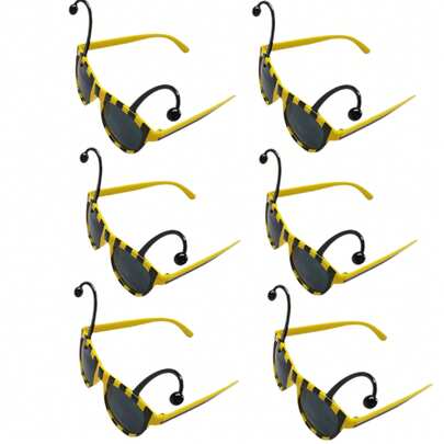 6只新奇动物派对眼镜，蜜蜂眼镜，甲虫眼镜，夏威夷趣味装饰杯，创意眼镜，适合派对、生日和舞会 - 男女皆宜的节日氛围装饰杯，时尚眼镜，耐用塑料材质，佩戴舒适，适用于生日派对、生日配饰、派对装饰、音乐节、花园派对、动物主题派对、新年派对、角色扮演、摄影道具、婚礼配饰、性别揭晓派对、个性化礼物