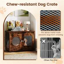 2-In-1 Dog Crate End Table - Rustic Brown, 88lbs Capacity, Farmhouse Style, 32.5"X18.5"X23.5" - 棕色 - 查看 7