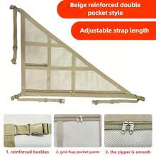 1pc Car Ceiling Cargo Net Triangle Roof Storage Pocket Mesh Luggage Organizer Double-Layer Ceiling Storage Solution For Camping Road Trips Vacations Auto Interior Accessories Organizer Holder - Apricot - View 4