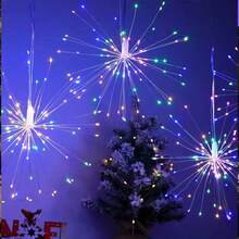 4pcs Solar Hanging Firework Lights 480 LED Solar Powered Outdoor Sparkling Starburst Sphere Lights 8 Modes Fairy Light For Patio - màu sắc - Xem 9