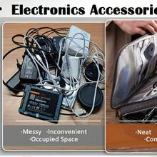 1pc Large Heavy-Duty Travel Organizer Case With Adjustable Divider & Handle - Tech Bag With Zipper Closure, Cable Management System, Tablet Compartment, Laptop, Office, Daily Commute - Ideal Gift For Travel, Tech Enthusiasts, Travel Organizer,Cable Organizer Box Earphone Cord Pouch Pen Ballpoint Phone Power Bank Suitcase Watch Strap Storage Bag - Black - View 12