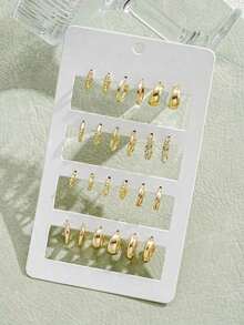 17KM 24pcs/Set Fashion Small Hoop Earrings, Minimalist Style Everyday Earrings Women, Suitable Date, Holiday, Anniversary - 彩色 - 查看 5