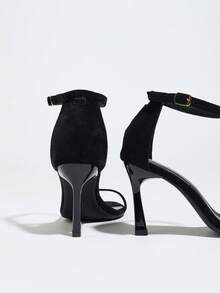 Giày sandal cao gót mũi nhọn dành cho nữ, có quai cài, đa năng và thời trang, phù hợp cho mùa xuân/hè. - màu đen - Xem 8
