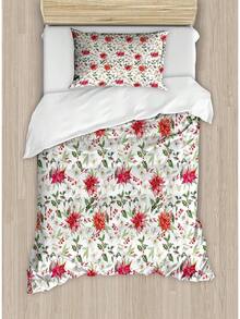 Winter Duvet Cover Set, Merry Theme Delicate Snowflakes, Vintage Holiday Pattern, 3 Piece Bedding Set With 2 Pillow Shams, Size, Teal White - 朱紅色 綠色 洋紅色 - 查看 9