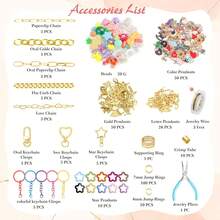 354pcs Keychain Making Kitv - Bag Charm Kit With 136 Charms, 25 Extender Chains, 20 Keychain Clips, Beading Accessories & Jewelry Pliers - DIY Crafting And Jewelry Making - 彩色 - 查看 7
