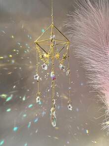 Diamond Frame Crystal Moon & Star Garden Decor Sun Catcher, Hanging Ornament, Christmas Decoration, New Year Gift, Holiday Party Decor - Multicolor - View 10