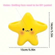 1 Cute Star-Shaped Plastic Toothbrush Holder - Freestanding Bathroom Organizer With Adorable Face Design, Durable Plastic Construction, Space-Saving Toothbrush And Toothpaste Stand - 黃色 - 查看 7
