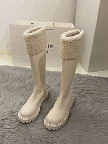 hanxiangyuzu Women's New Korean Style Tall Boots, Furry Snow Boots, High Shaft Boots, Boots, Winter