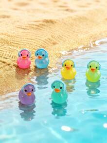 10/20pcs Mini Luminous Resin Ducks Figurines, Fashion Glow In The Dark Miniature Duck With Headphones Tiny Animals Ornament For DIY Fairy Garden, Micro Landscape Craft, Glass Container, Potted Plant Decor, Car Interior Accessories, Home Decor, Bookcase, Living Room Scenes, Theme Party, Christmas, New Year, Valentine's Day, Wedding, Perfect Birthday Gift(Random Color)