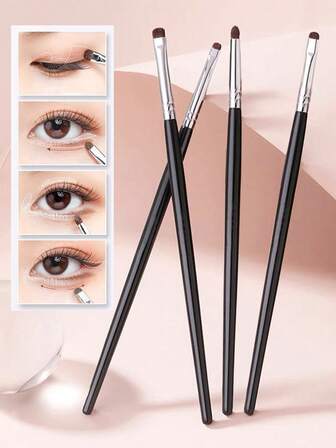 4pcs Beginner Eye Makeup Brush Set - Eye Detail Brush, Concealer Brush, Blending Brush, Eyeliner Brush, Soft Bristles For Precise Eye Makeup, Portable Design,Brush Set,Makeup Brush Kit,Make Up Brush Set,Make Up Set Complete,Makeup Brush Set,Complete Makeup Kit,Brush Kit,Brushes Makeup Set,Makeup Gift Set,Set