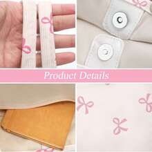 Corduroy Tote Bag, Women's Tote Bag, Shoulder Bag With Inner Pocket For Work Beach Travel And Shopping Grocery, Travel Gym Bag For Women Work Lunch Beach Grocery Shopping Shopper Handbags, Suitable For Work, School, College Student, Books, Shopping, Back To School, Best Friend Gifts, Birthday/Valentine's Day Decor Gifts, Auspicious New Year Gifts - 粉紅色蝴蝶結 - 查看 5