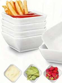 1pc Ceramic Sauce Dish, Condiment Plate, Household Soy Sauce Vinegar Spice Plate, Fried Chicken Fries Dipping Bowl, Suitable For Home Kitchen, Restaurant, Sushi Bar, Gathering, Hot Pot, Picnic, Camping, BBQ, Cold Dish, Kitchen Utensils, Tableware Accessories - White - View 2