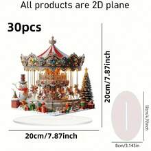 1 pezzo Decorazione da tavolo in stile bohémien in acrilico con carosello rotante - Decorazione natalizia 2D, adatta per la casa e la scrivania dell'ufficio, regalo per le vacanze